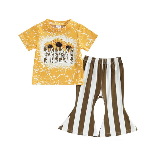 Mini Sunflower Striped Pants Set