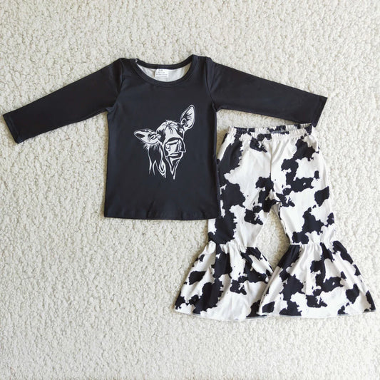 Black Cow Print Bells Set