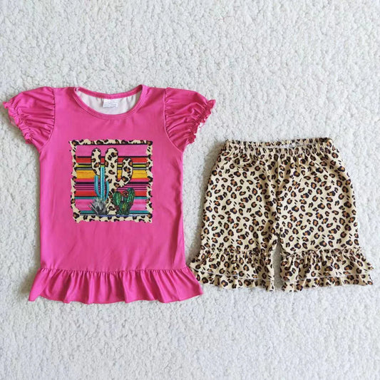 Leopard Cactus Shorts Set