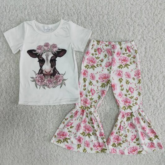 Floral Cow Pants Set