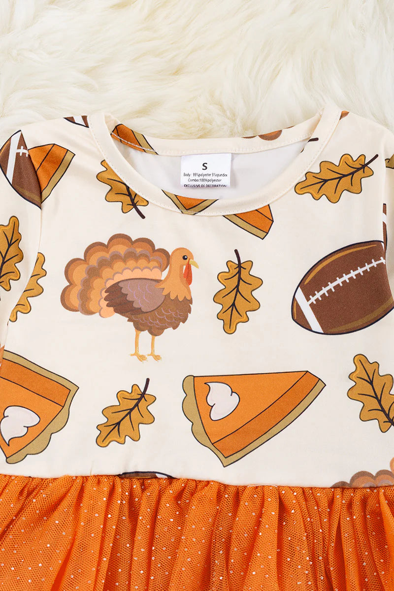 Thanksgiving & Football Sparkly Tulle Dress