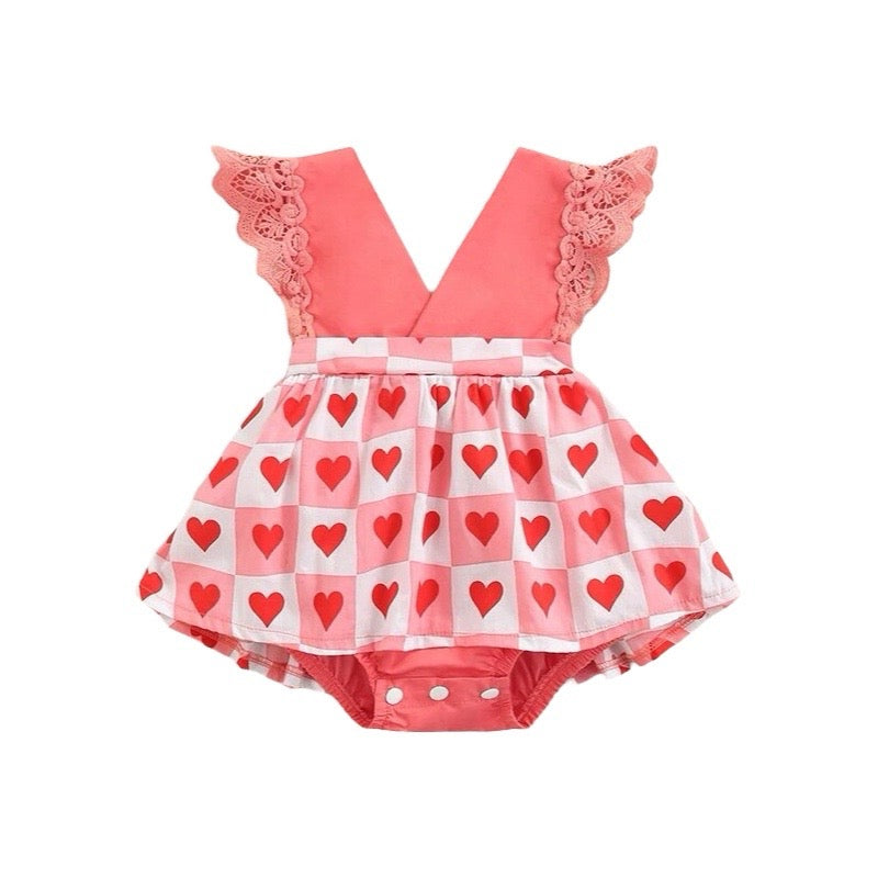 Pink Heart Valentine Romper