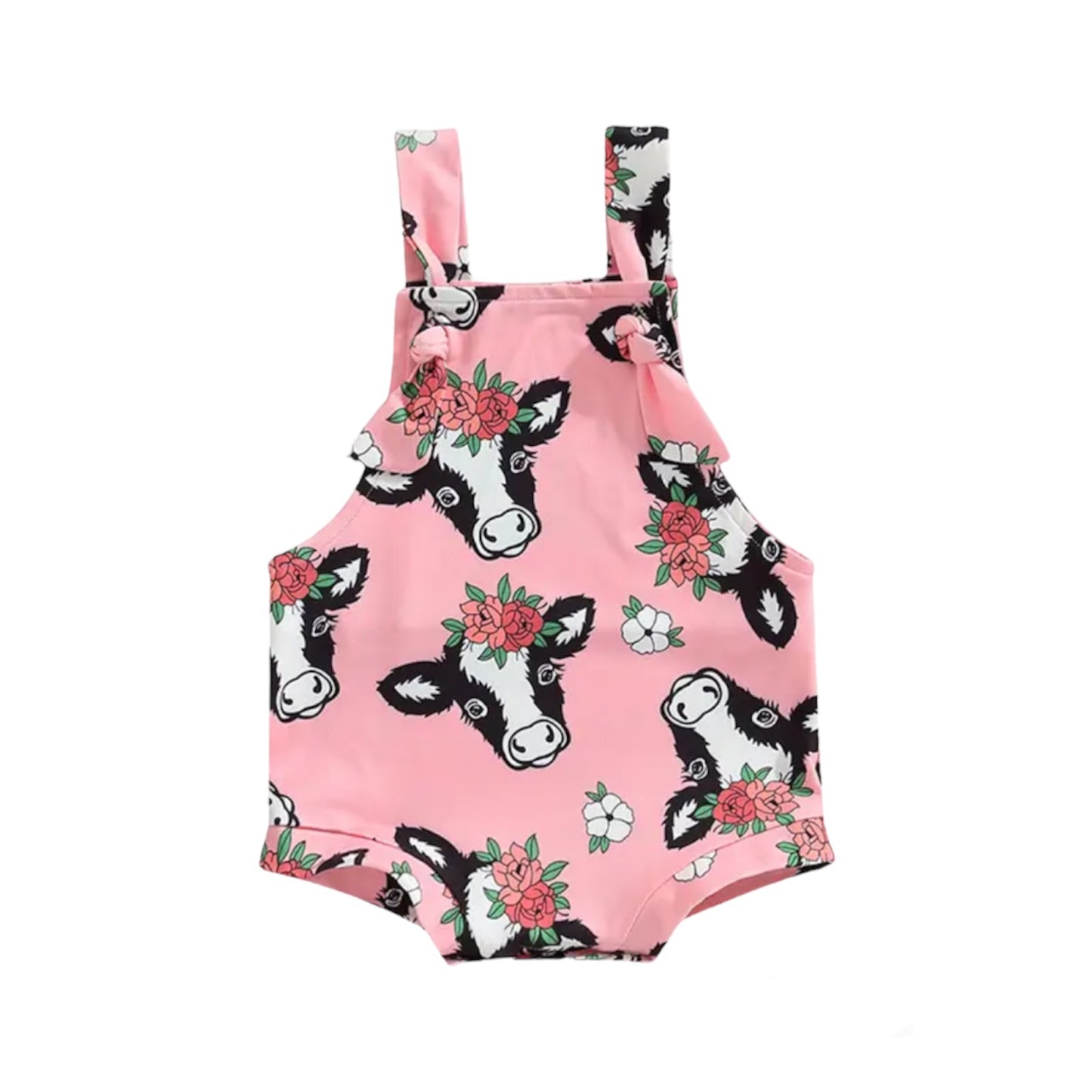 Pink Cow Knotted Romper