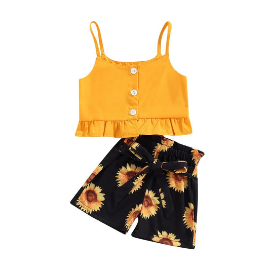 Sunflower High Waisted Shorts Set